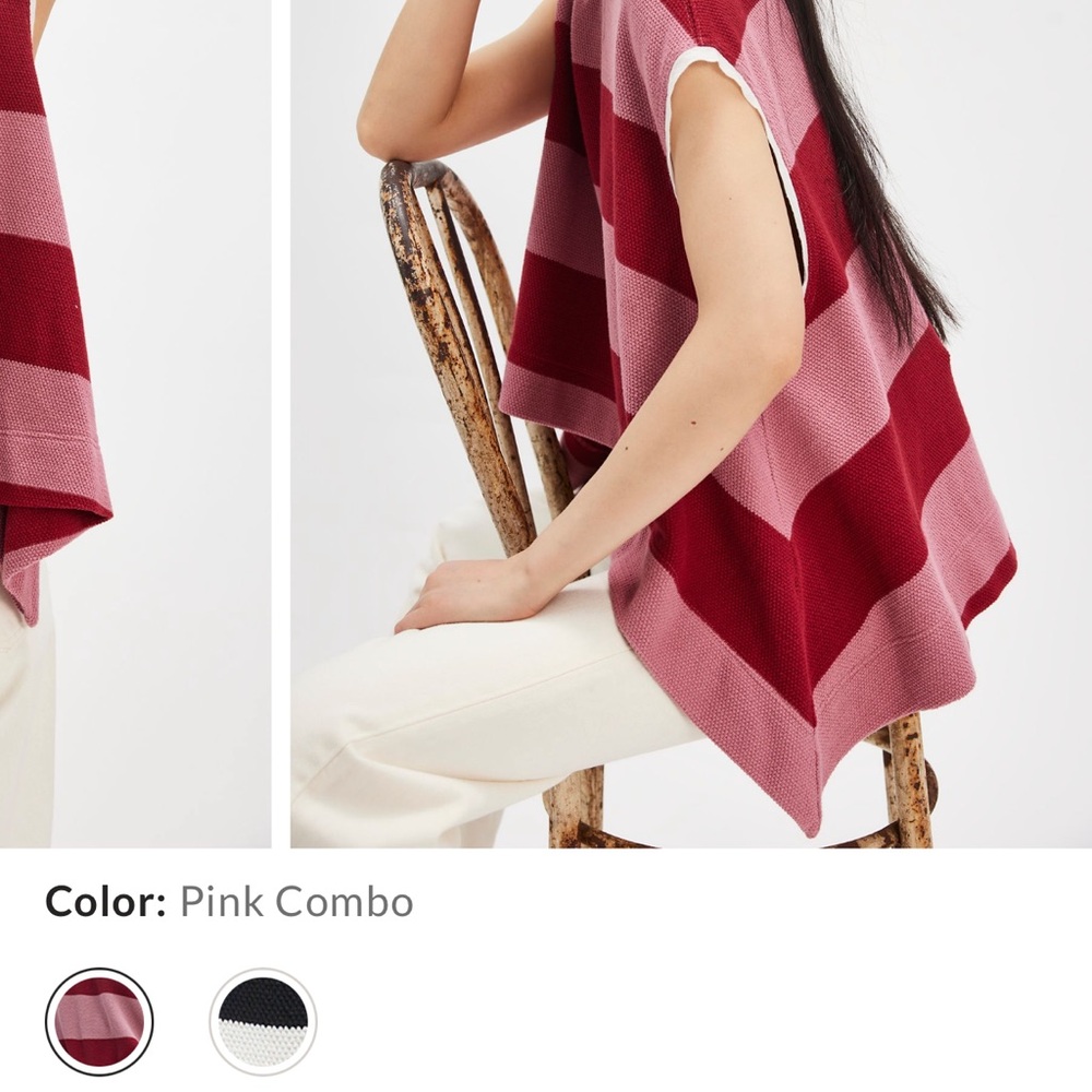 Free People Pink and Wine Striped Sleeveless Knit Tank